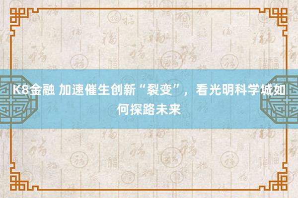 K8金融 加速催生创新“裂变”，看光明科学城如何探路未来