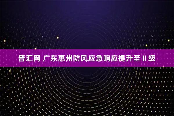 普汇网 广东惠州防风应急响应提升至Ⅱ级